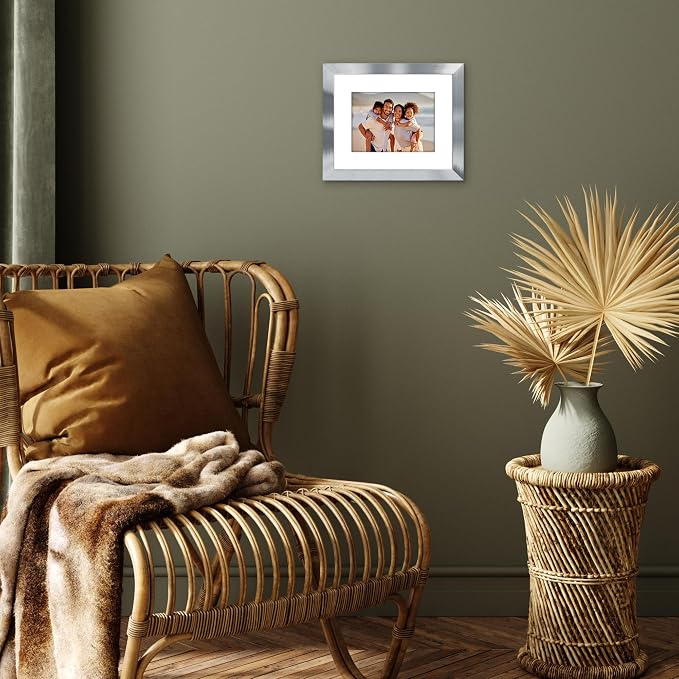Americanflat 8x10 Picture Frame with Polished Crystal-Clear Glass - Use as 5x7 Frame with Mat or Display 8x10 Photo Without Mat - Signature Collection - Picture Frames for Tabletop and Wall - Silver | Wall or tabletop display with included easel, sawto...