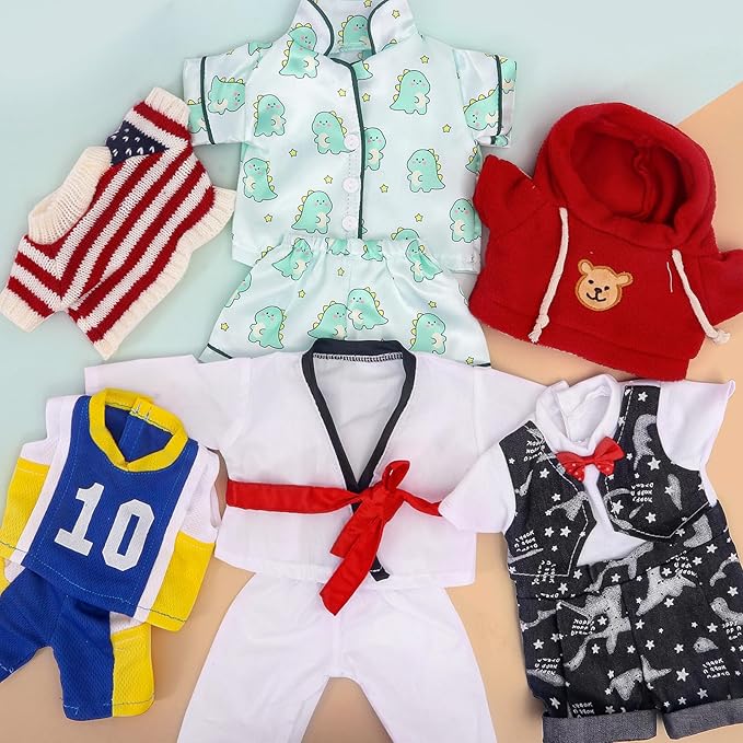 Build A Bear Clothes Bears Stuffed Animal with 5 Pcs Bear Clothes Tee Hoodie Cute Tiny DIY Toy Make Your Own Bear Plush Doll