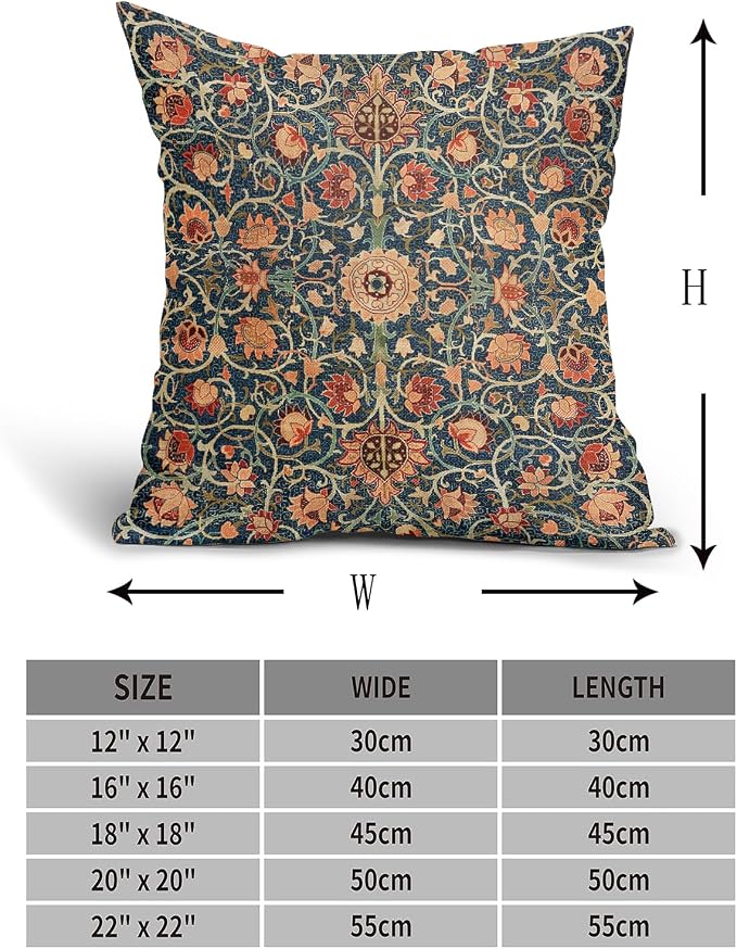 Vintage Floral Pillow Covers 18X18 Inch Set of 2 Burnt Orange Flowers Botanical Decorative Square Pillow Cases Navy Blue Art Cushion Case Farmhouse Home Decor for Sofa Couch Bedroom Outdoor