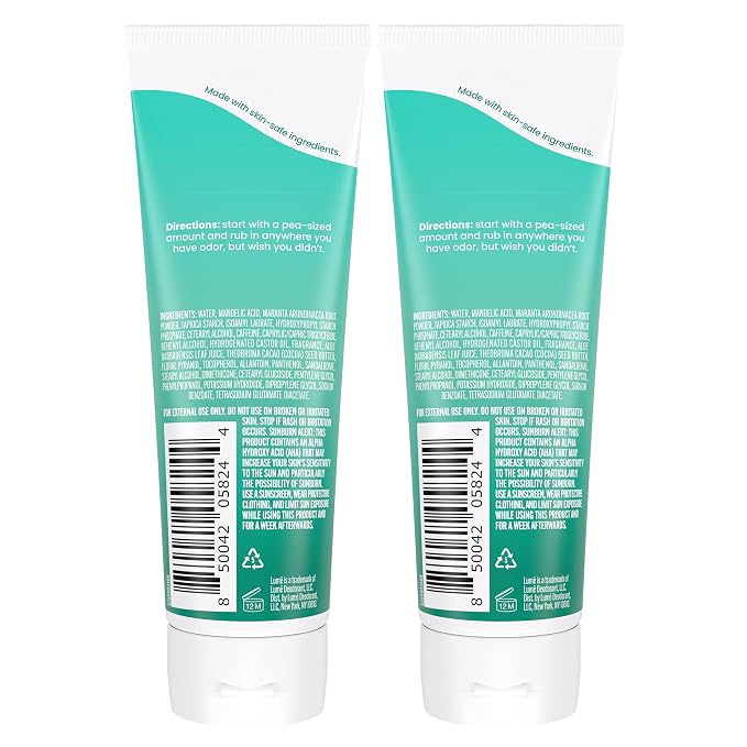 Lume Whole Body Deodorant - Invisible Cream Tube - 72 Hour Odor Control - Aluminum Free, Baking Soda Free, Skin Safe - 3.0 ounce (Pack of 2) (Minted Cucumber)