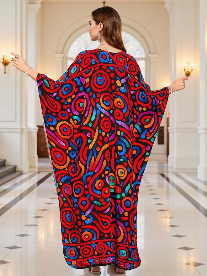 Mumu Dresses for Women Plus Size, Bohemian Kaftan Beach Cover Up Long Maxi Nightgown Soft Loungewear