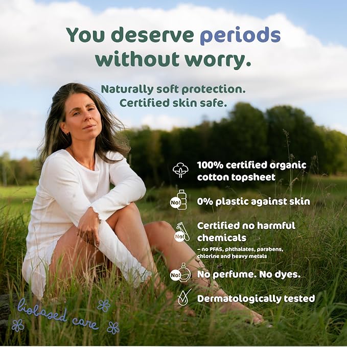 Naty Sanitary Pads for Women with Wings, Overnight Absorbency, 10 Count | 100% Organic Cotton top Sheet, Certified Skin-Safe for Periods, Unscented, Comfortable & Breathable