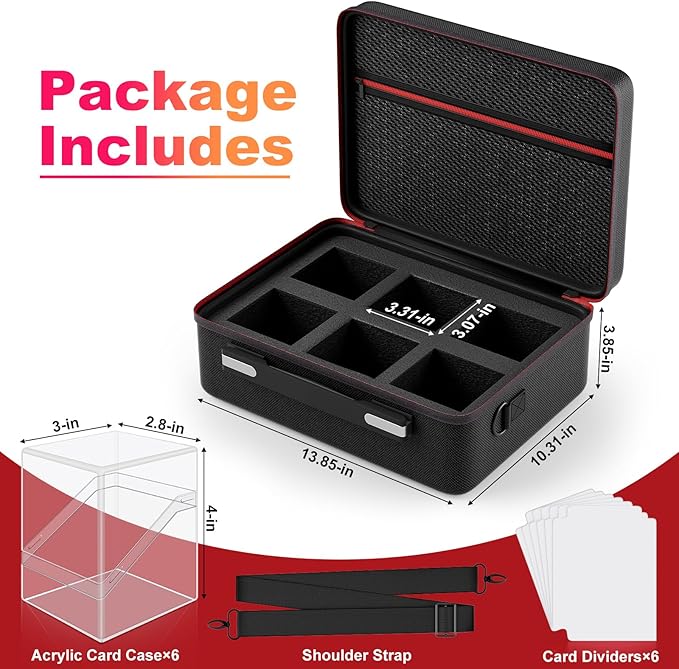 Proijeut Card Deck Box with Portable Case, 6 Pack Clear Commander Deck Box with 6 Dividers, Holds 600+ Double Sleeved Cards, Fit for MTG, YuGiOh, TCG