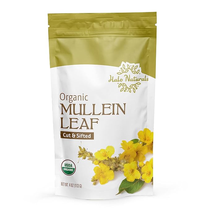 Organic Mullein Leaf Cut & Sifted, 4 Ounces (Verbascum thapsus) USDA Certified | Resealable Pouch| Packaged in The USA (Pack of 1)