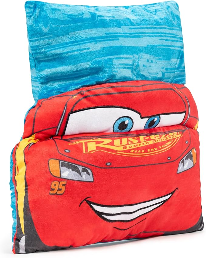 Jay Franco Disney Pixar Cars Lightning McQueen 3D Snuggle Pillow - Super Soft Red Racecar Plush Pillow - Measures 15 Inches