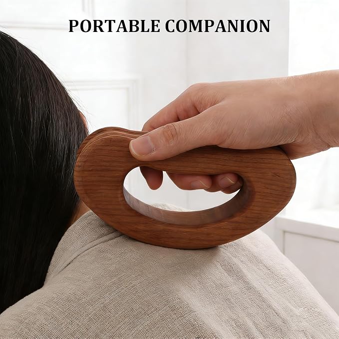 Wooden Gua Sha Tool - Shoulder Neck Massage Tool for Deep Tissue Guasha Scraping - Manual Body Therapy Massager for Home Use