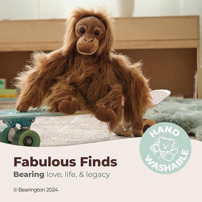 Bearington Orangutan Plush - Soft Cuddle Friend & Plush Toys - Lifelike Features & Orangutan Stuffed Animal - Fun Playtime Companion & Stuffed Monkey - Ranga, 15 in