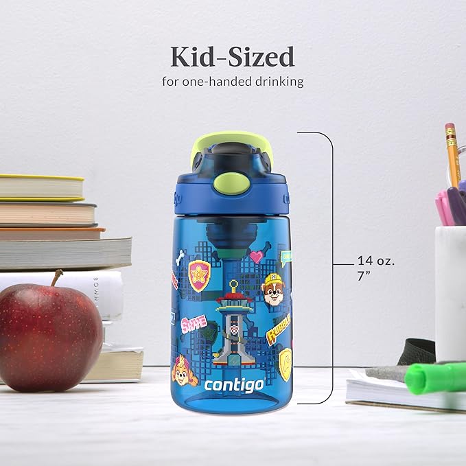 Contigo Aubrey Paw Patrol Leak-Proof Spill-Proof Water Bottle with Autospout, 14oz, Paw Patrol Power Pups, Blue