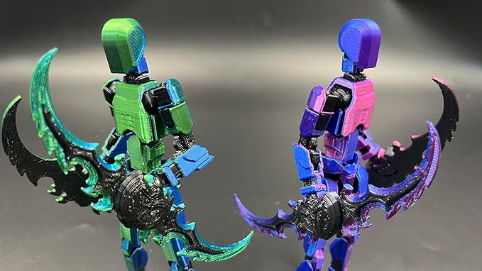 T13 Dummy Action Figure Set (Assembly Completed), 3D Printed Multi-Jointed Movable Titan 13 Lucky 13 Mobile Robot, Nova 13 Action Figures Desktop Decorations for Game Lovers Toy (Purple Blue