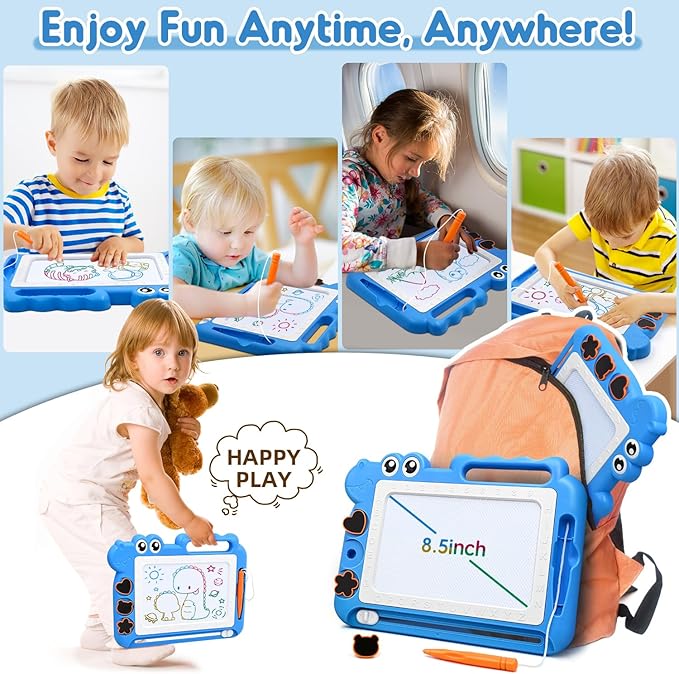 AiTuiTui Magnetic Drawing Board Toddler Toys Gift for 2 3 Year Old Girls Boys, Sketch Writing Doodle Pad Age 2-4 Travel Games, Educational Learning Kids Toys for Toddlers Birthday (Blue)