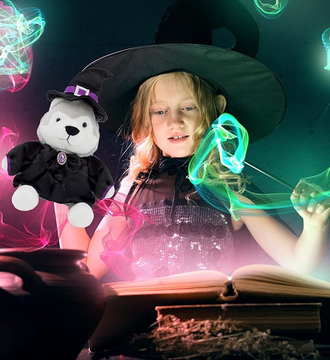 DolliBu Witch Stuffed Animal Dress Up Set - Halloween Costume Outfit with Hat and Dress - Spooky Pretend Play Accessories for Teddy Bears – Small for 5 to 7 Inch Plush Toys