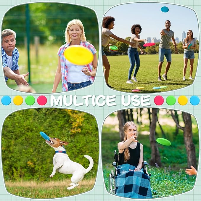 Hiboom Kids Flying Discs 3.4 Inch Mini Flying Disks Bulk Flyer Toy for Outdoor Pets Dog Yard Lawn Games Party Kindergarten Teaching Favors, 4 Colors