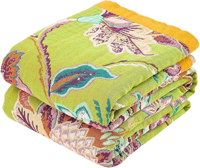 XIBLC Fall Throw Blanket, 100% Cotton Soft Rustic Boho Throw Blanket for Bed, 50"x60" Farmhouse Decor Bed Flower Blankets, Light Weight Reversible Bohemian Throw Quilt