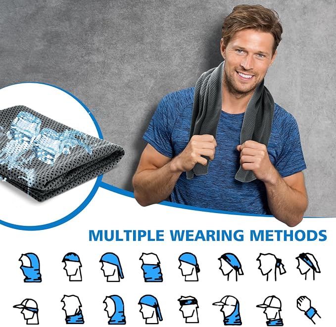 24 Pack Cooling Towels Bulk for Neck and Face 40"x12" Ice Cooling Sweat Rags Microfiber Soft Breathable Soft Chilly Towel for Yoga Golf Sport Running