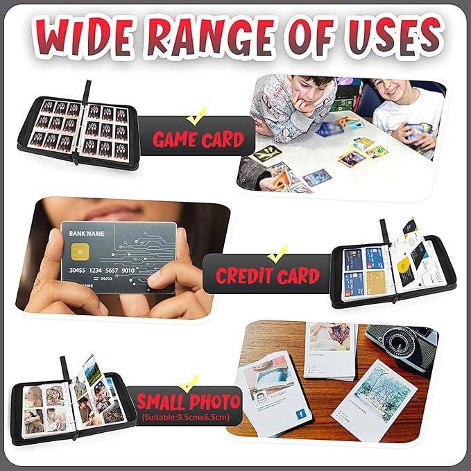 Card Binder 9-Pockets, 900 Pockets Card Holder with 50 Removable Sleeves, Trading Card Collector Zipper Album Holder, Black Red