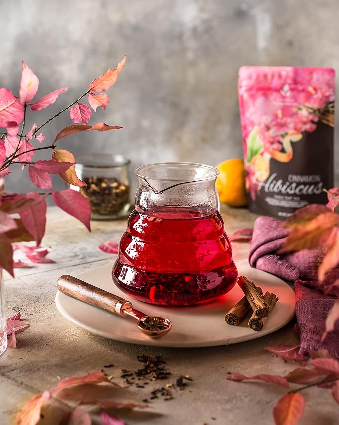 Gardenika Organic Cinnamon Hibiscus Loose Leaf Tea | Natural & Antioxidant Rich | Caffeine-Free | 55+ Cups | USDA Organic & Kosher | 4 oz