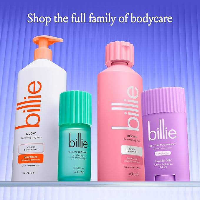 Billie Reviving and Renewing Women's Body Wash, 18 fl oz, Cotton Cloud Scent, Vegan, Cruelty Free