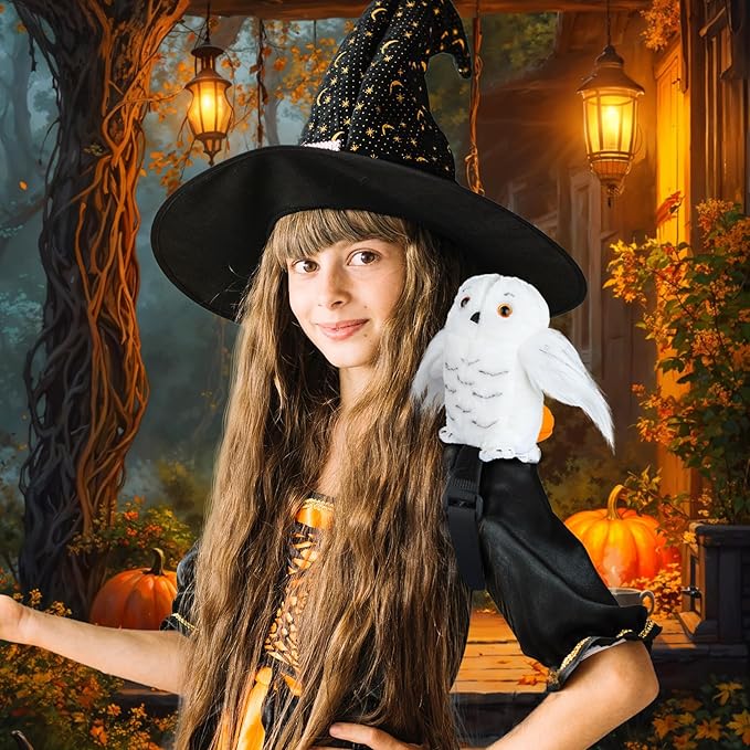 Snowy Owl Shoulder Plush Toy Halloween Costume Accessories Soft Stuffed Animal Costume Cosplay Accessories Dress Up Party Toys for Kids