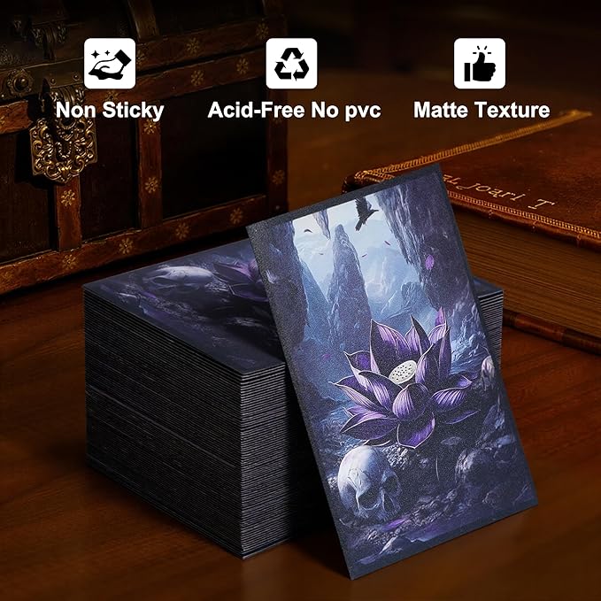Kabinka MTG Card Sleeves - 100 Standard Size Pack Clear Front & Matte Finish Back with Lotus, Premium Sleeves for Magic The Gathering TCG