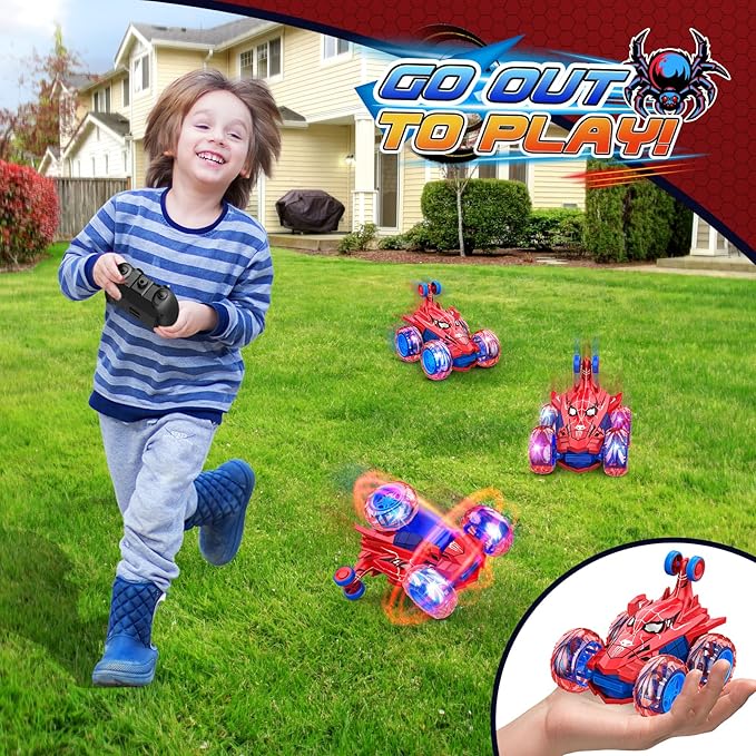 Remote Control Car RC Cars Toys for Boys Ages 4-12,Cool Rechargeable Stunt RC Car with 360 Flips 4WD Wheel Lights,Fun Outdoor Toys for Kids Birthday Gifts Chritmas 4 5 6 7 8 9 10 11 12 Year Old
