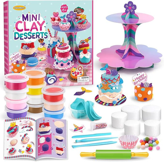Drama Planet Craft Kits for Kids, Make Your Own Mini Desserts with Air Dry Clay, Create & Display Clay Creations, Art Activities, Great Gifts for Girls