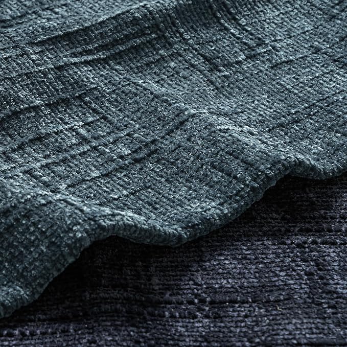 MIULEE Chenille Textured Throw Pillow Covers Blue 20x20 Set of 2 | Slubby Decorative Pillows, Boho Farmhouse Coastal Decor, Modern Neutral Cushion Covers for Couch Sofa Bed Living Room