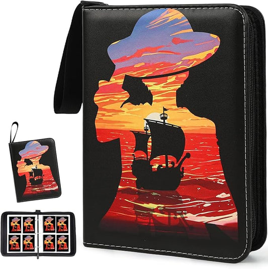 400 Pocket Trading Card Binder with 50 Removable Sleeves, Portable Zippered Card Holder, Collection Album Book Case Storage for MTG, TCG, Sports, Game Cards (Pirate Boat)