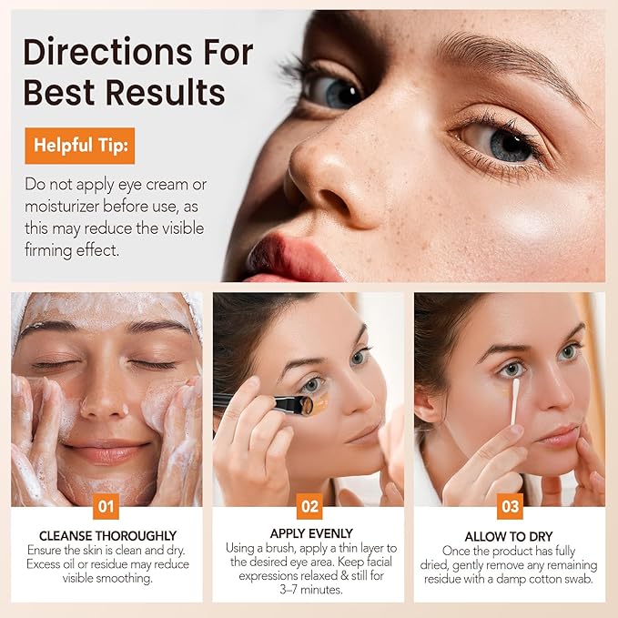 Eye Firming Cream 20ml – Temporary Tightening Under Eye Cream with Smoothing Effect, Contains Seaweed Extract & Peptides, Helps Smooth Appearance Fine Lines & Puffiness, Lightweight Makeup Prep