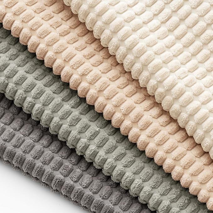 MIULEE Boho Farmhouse Decorative Pillow Covers 18x18 Inch Set of 4 Neutral | Rustic Modern Neutral Home Decor, Couch Throw Pillows, Corduroy Pillowcases for Sofa Living Room Bed
