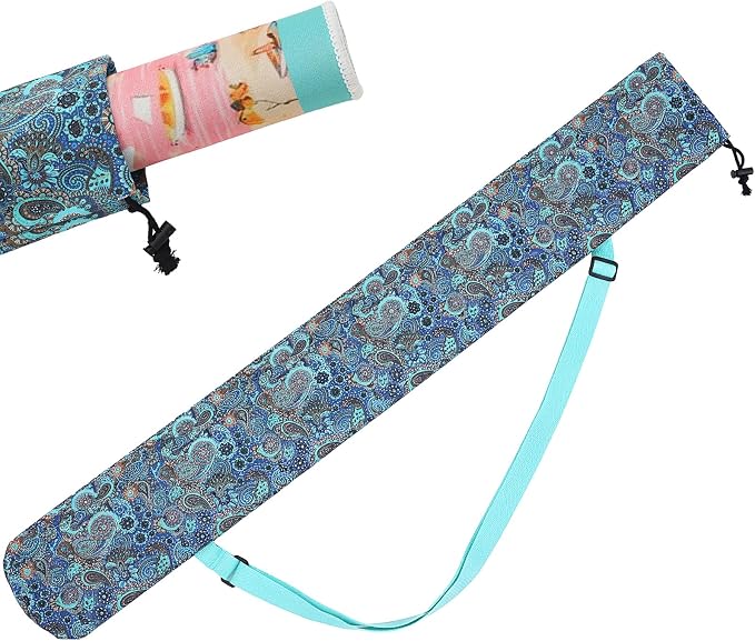 Shinylin 35 Inch Mahjong Mat Carrying Bag with Strap, Printed Drawstring Mahjong Holder Bag Outdoor Travel Canvas Storage for Board Games, Yoga Mats, Tripod