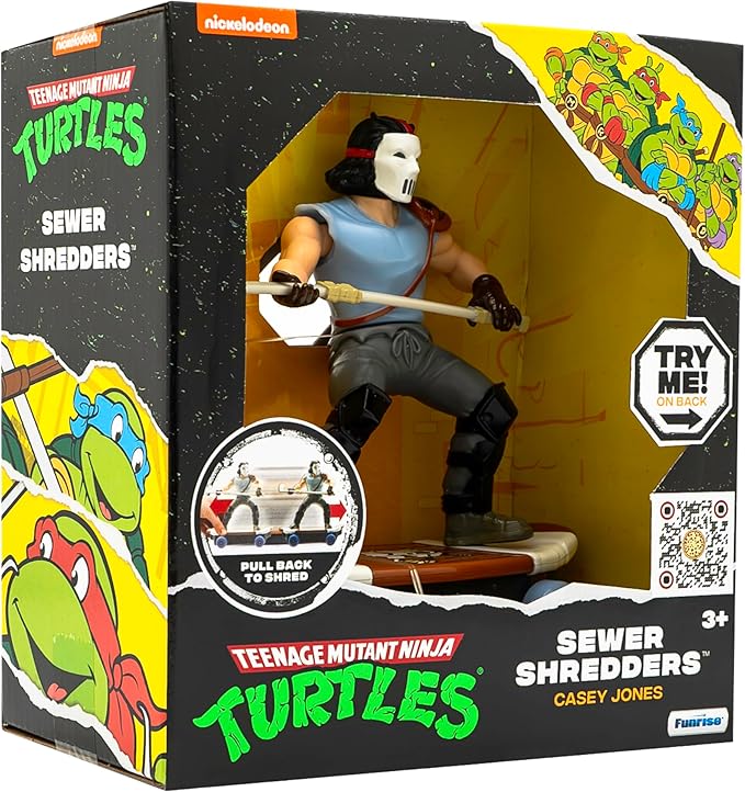 Teenage Mutant Ninja Turtles Toy, Casey Jones Sewer Shredder Pullback Skateboard, Classic Edition for Kids, 5-Inch TMNT Collectible, Ages 3+