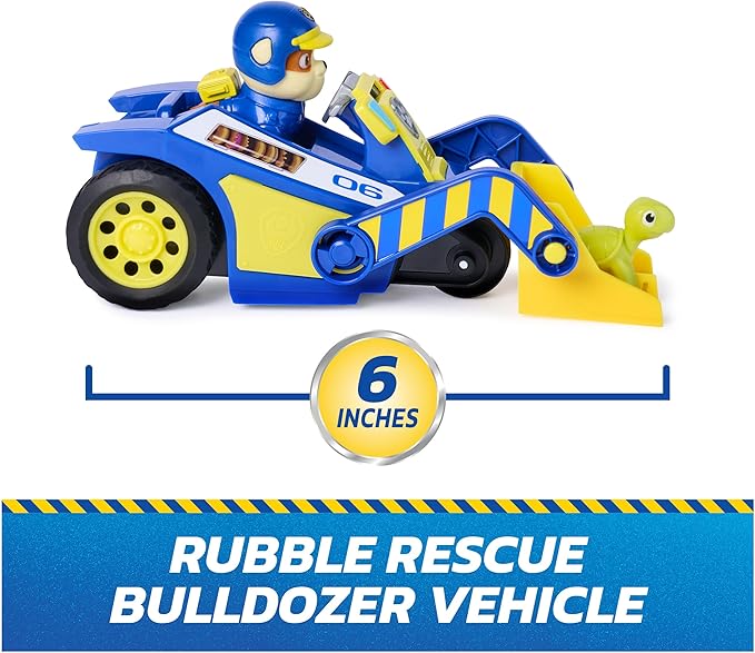 Paw Patrol: Search & Rescue, Rubble Rescue Bulldozer Vehicle with 2 Figures, Police Car Toy with Pull-Back Action, Kids Toys for Boys & Girls Ages 3+