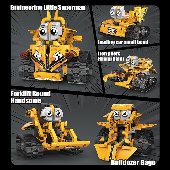 building Toys for Kids, 5 in 1 Stem Toys for Boys Age 8-12, APP & Remote Control Robot Building Kit, DIY Engineering Robotics kit, Programmable Robot Building Set Gifts for Boys Girls (K96173)