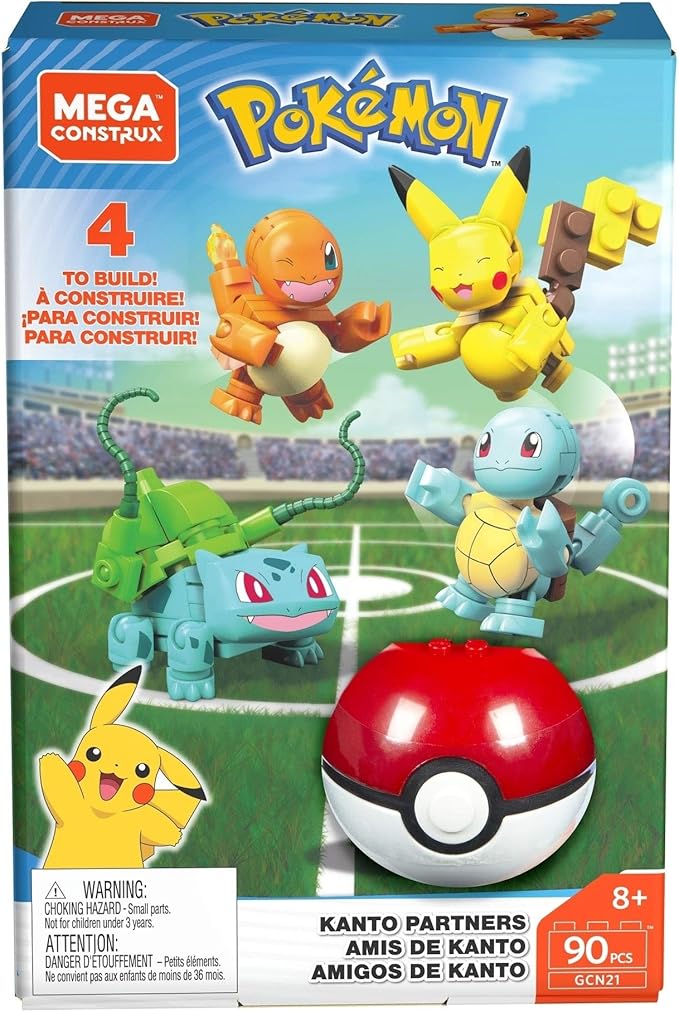 Mega Construx Pokemon Poké Ball and Figures Kanto Friends Building Brick Set 90 Pieces for Children 6 Years Old GCN21 [Amazon Exclusive]