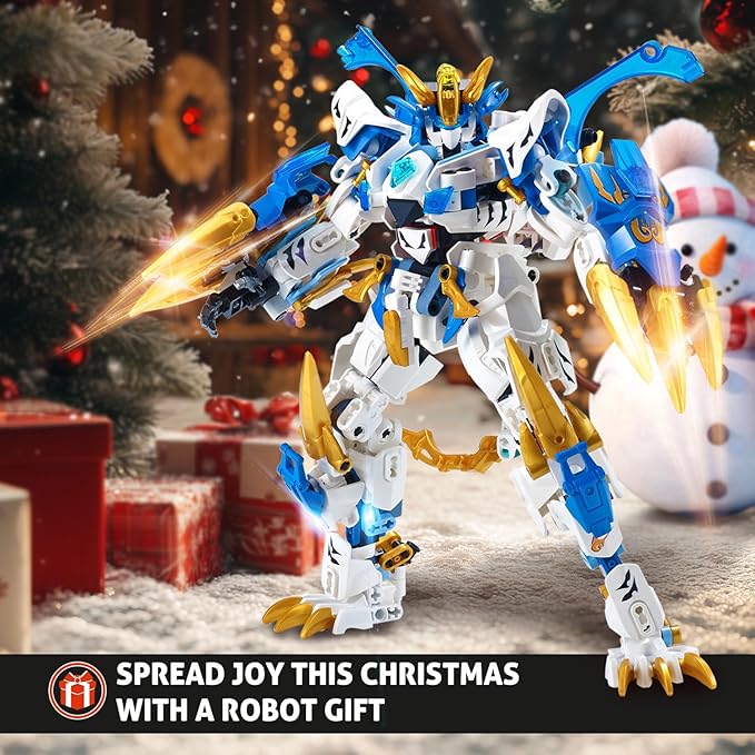 White Tiger 2 in 1 Mech Building Blocks kit Transform Action Figure Toys, Animals Transforming Robot Building Set, STEM for Adults Kids Boys Ages 8 10 12 14 (White Tiger)