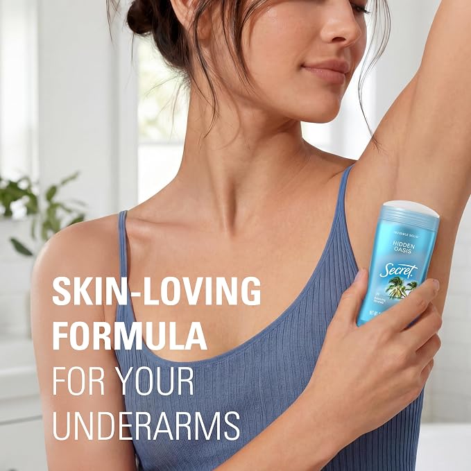 Secret Fresh Antiperspirant Deodorant for Women, 72hr Breathable Sweat & Odor Protection, Instant Freshness & Gentle, PH Balancing Minerals, Invisible Solid, Hidden Oasis Scent, 2.6 oz