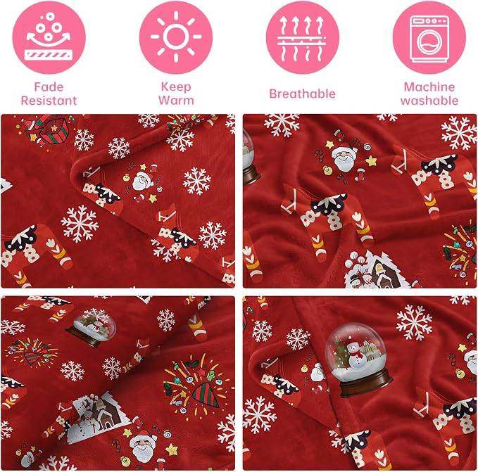 COMFAR Cute Christmas Blankets and Throws for Adults/Women/Boys/Kids, Holiday Fleece Throw Blanket for Couch/Sofa, Holiday Decor, Christmas Decorations/Gifts 40"x 60"