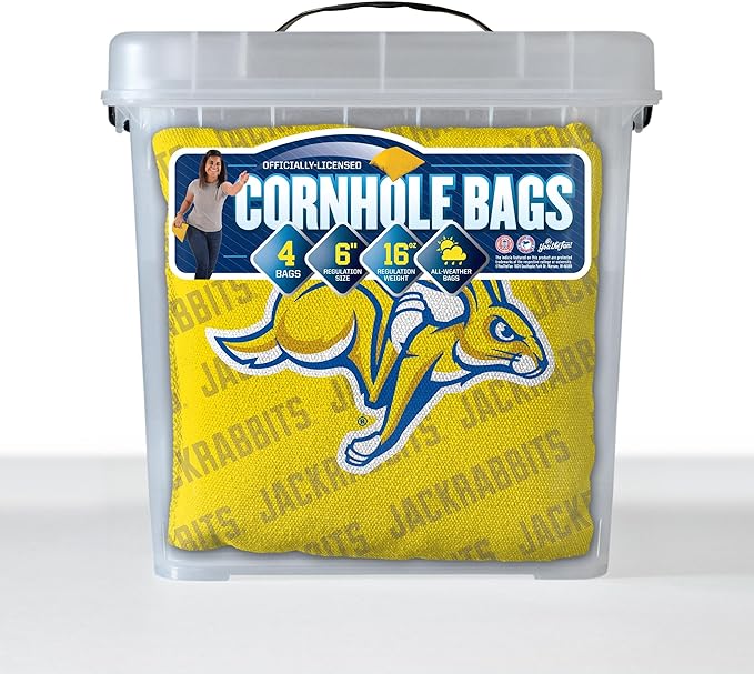 YouTheFan Officially-Licensed NCAA Set of 4 Cornhole Bags - All Weather Regulation 6” x 6” Size - 16oz Weight - Designed in USA
