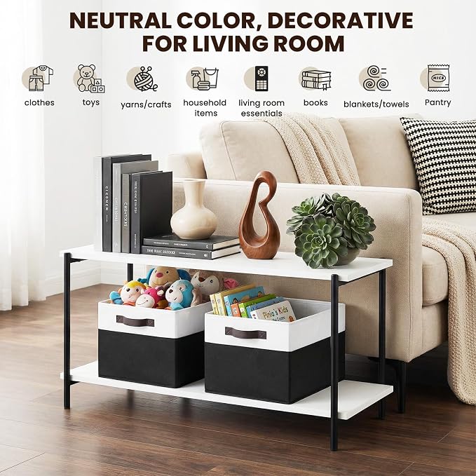 8 Pack Large Storage Baskets for Room Organization, Multi-Purpose Bins for Closet, Shelves, Kitchen, Office, Decorative Fabric Foldable Storage Boxes with Handles (14L*10W*9.5H)