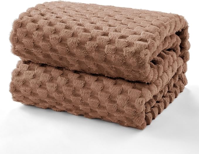 EXQ Home Gentle Soft Fleece Throw Blanket – Cozy Lightweight 3D Imitation Turtle Shell Jacquard Blanket for Couch Bed – All-Season Warm Fuzzy Flannel Blanket for Women Mom Gifts(50"x60",Mocha Mousse)