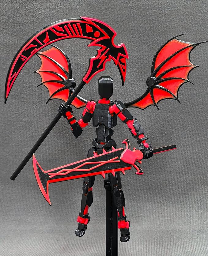 T13 Action Figure(Assembly Completed),Titan 13 Robot Action Figures,3D Printed Dummy 13 Action Figure Articulated, Lucky 13 Gift for Collectors Desktop Decorations,muñeco de acción(Black Red)