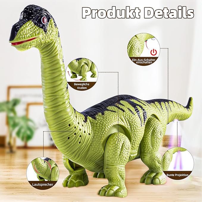 Doloowee 3 Pack Walking Dinosaur Toy for Kids 3-5/5-7 Years,Simulation Tyrannosaurus & Stegosaurus & Brachiosaurus,Electric Robot Dinosaur with LED Lights & Sounds,Dinosaur Toys for Boys and Girls