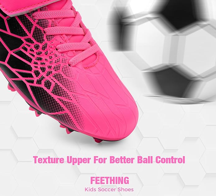 Kids Soccer Cleats for Boys Girls Soccer Shoes Firm Ground Youth Lightweight Athletic Training Football Cleats for Little/Big Kid