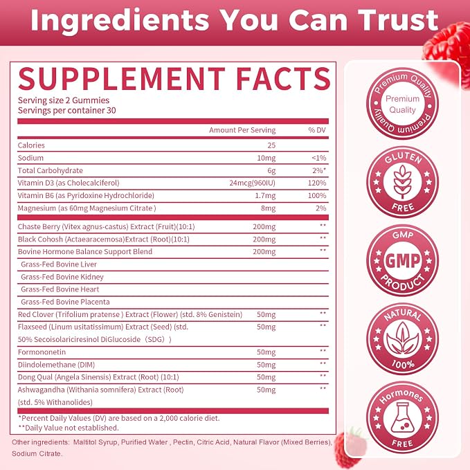 GREENPEOPLE Menopause Supplements for Women Gummies - 16-in-1 Dual Action Relief with Black Cohosh, Vitex, Beef Organs for Hormone Balance, Hot Flashes, Night Sweats & Mood, Sugar-Free, 60 Count