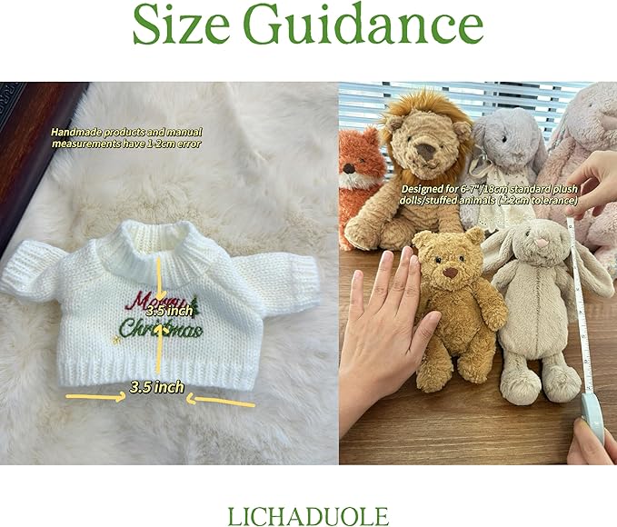 7"/18cm Clothes for Stuffed Animals Bashful Bunny Outfit - Knit Cardigans Scarf 3-Piece Set（NO Doll）