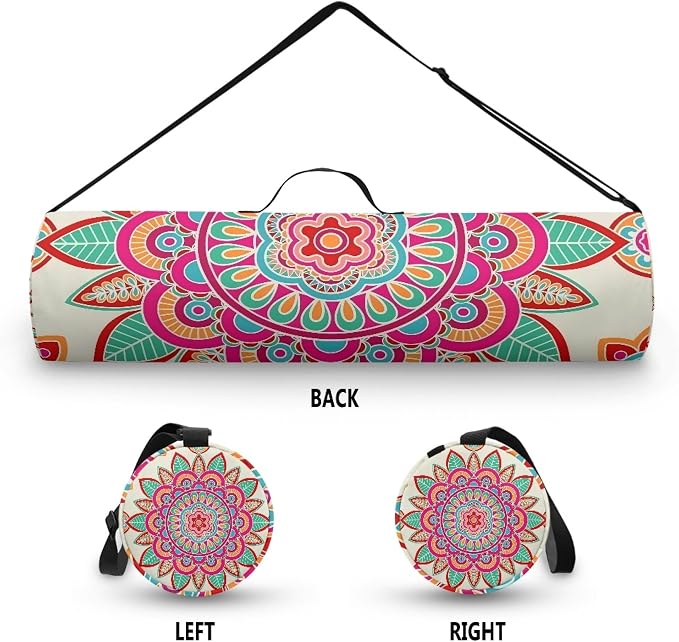 Spacious Extra Large Storage Yoga Mat Bag | Huge Capacity Mandala Gym Tote - Waterproof Wear-Resistant Carrier Strap Pilates