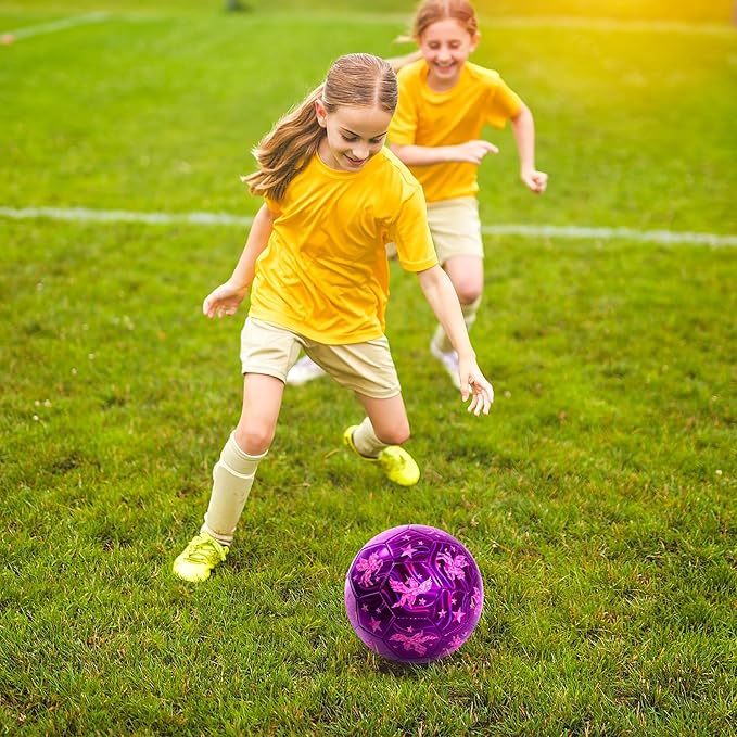 INPODAK Size 3 Soccer Ball for Toddler and Kids Ages 2-8, Pink Unicorn Soccer Ball for Girls, Sports Toy with Pump and Mesh Bag, Great Gift Box, Operation Christmas Child Shoebox
