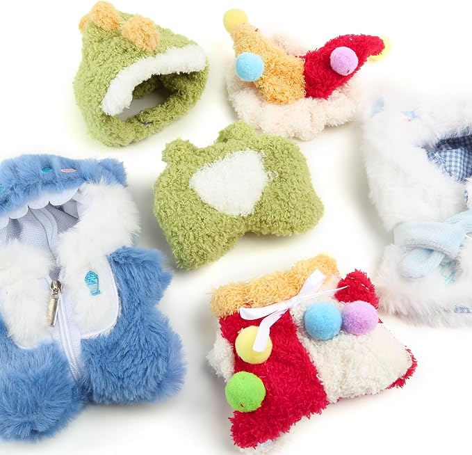 Plush Doll Clothes for Labubu - Cute Animal 17cm Doll Clothing, Premium Doll Accessories Clothes for Collectors or Display - Kawaii Clowns with Colored Balls Costume (No Dolls)
