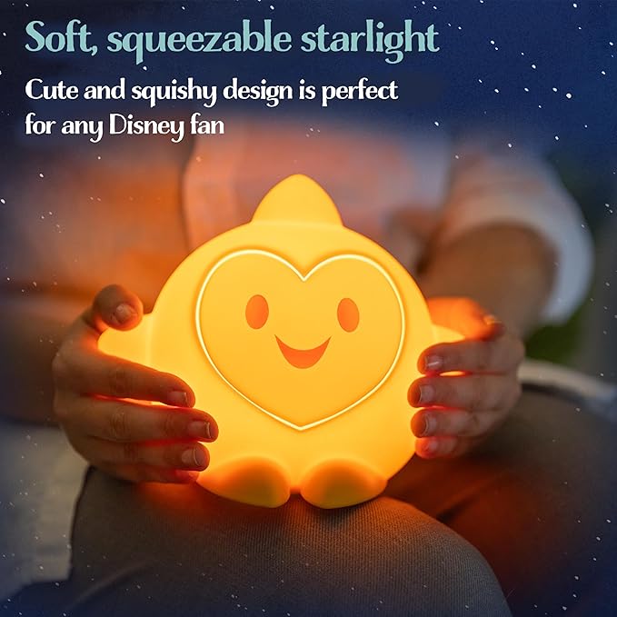 Disney Wish Squishy Light, Night Light for Kids, USB Lamp, Battery Operated, Dimmable, Star Light Ideal for Bedroom, Playroom, Living Room, 79616