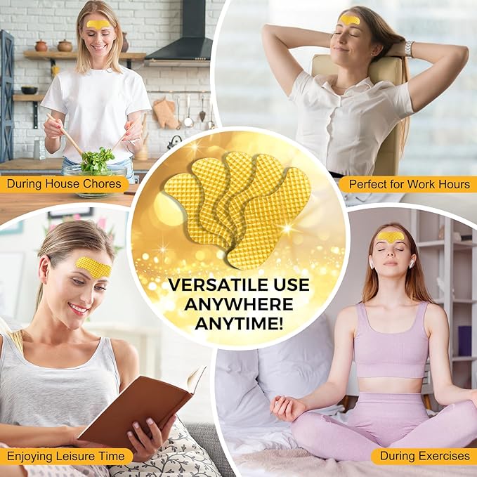 24K Gold Forehead Patches, 20 Minute Wrinkle Smoothing Patches with Dual Collagen & Hyaluronic Acid, Anti Aging Face Patches for Visible Results, Luxury Skin Care Treatment for Fine Lines (12 Pcs)